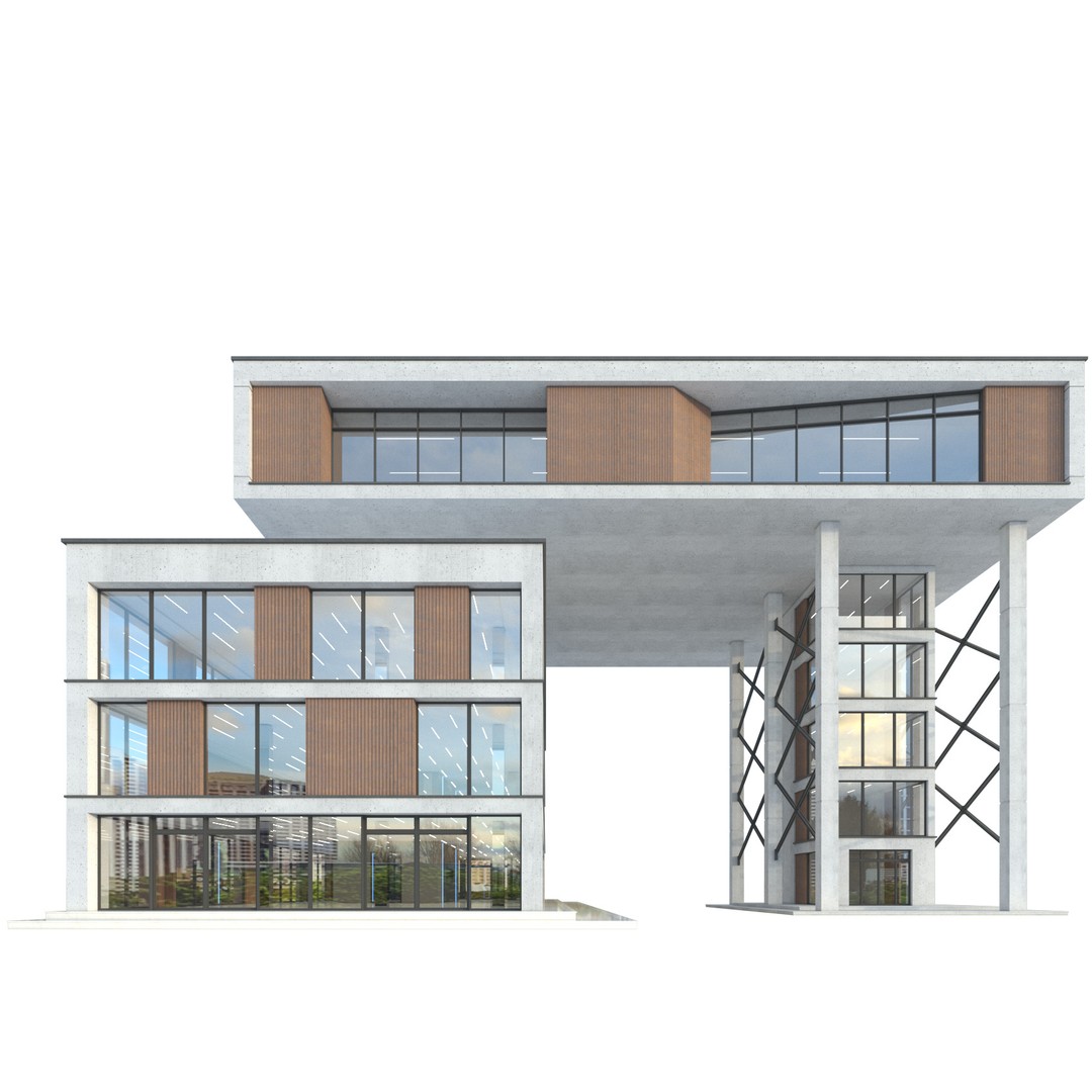 Modern Commercial Building 3D Model – Low Poly Exterior Asset, FBX - View 9