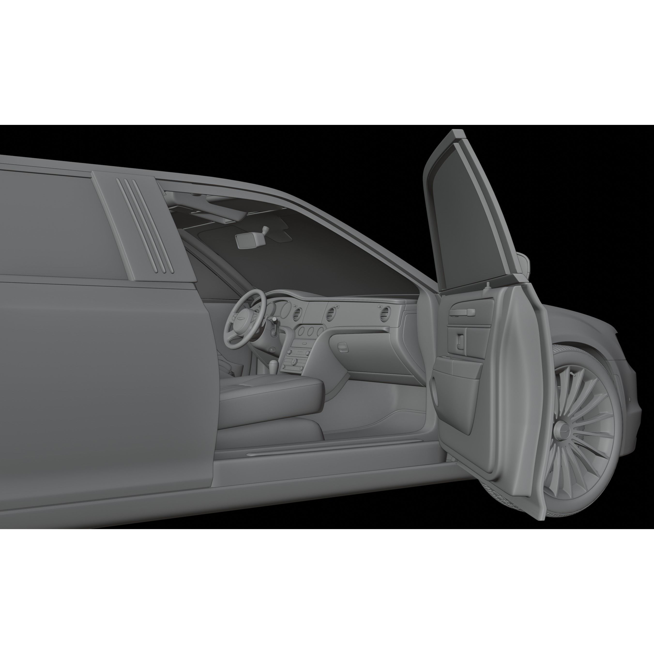 Limousine Luxury Car - Game-Ready 3D Model - View 13