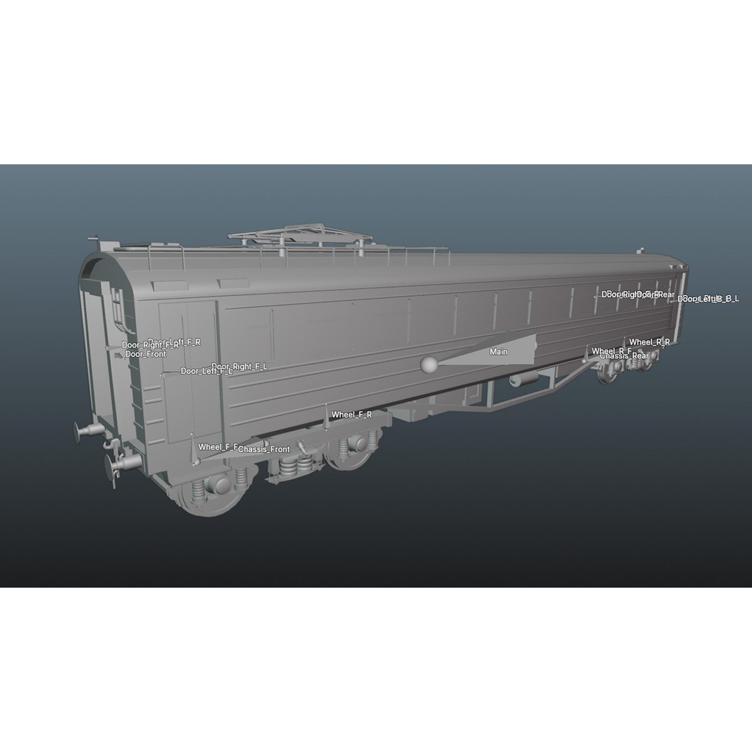 Train Wagon 3D Model – Civil Rail Vehicle with PBR Textures, FBX - View 14
