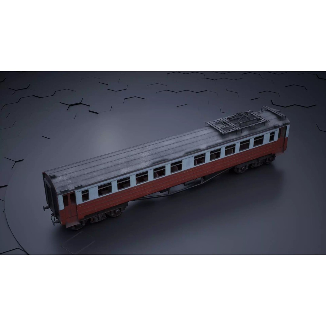 Train Wagon 3D Model – Civil Rail Vehicle with PBR Textures, FBX - View 2