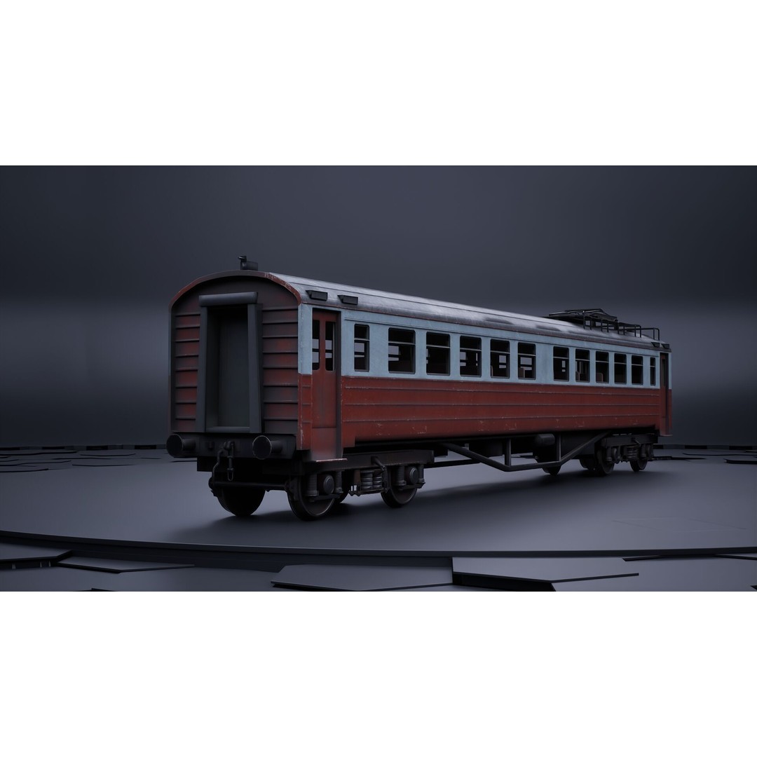 Train Wagon 3D Model – Civil Rail Vehicle with PBR Textures, FBX - View 5