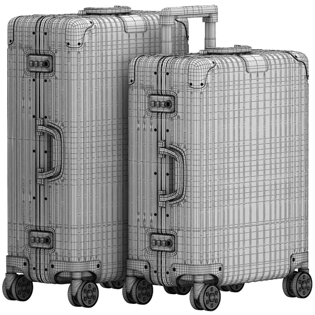 Aluminium Rimowa Suitcase 3D Model – Photorealistic Hard-Shell Asset
