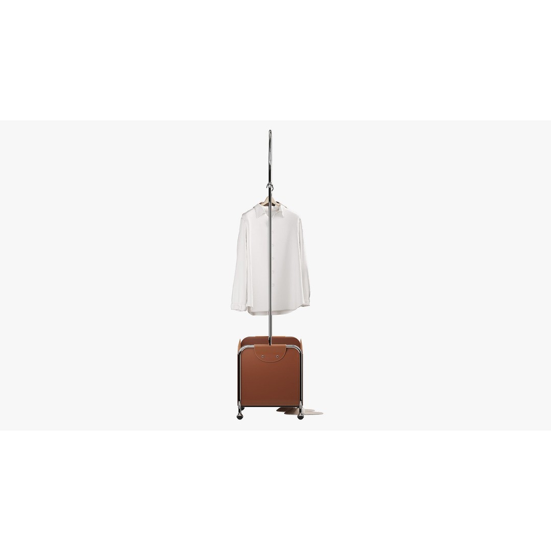 Floor Clothes Hanger 3D Model – Stylish Metal Design with Basket, FBX, OBJ - View 5
