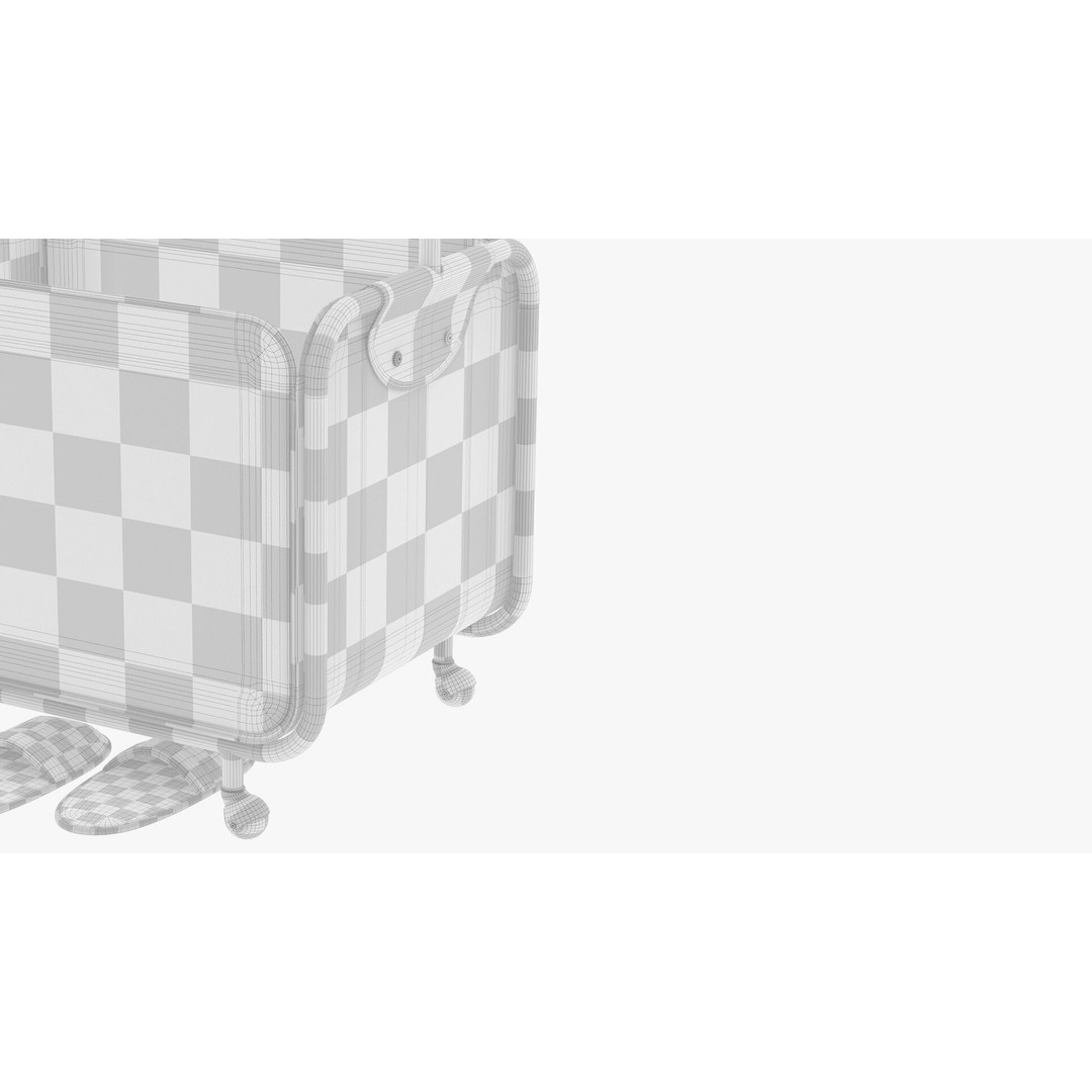 Floor Clothes Hanger 3D Model – Stylish Metal Design with Basket, FBX, OBJ - View 9