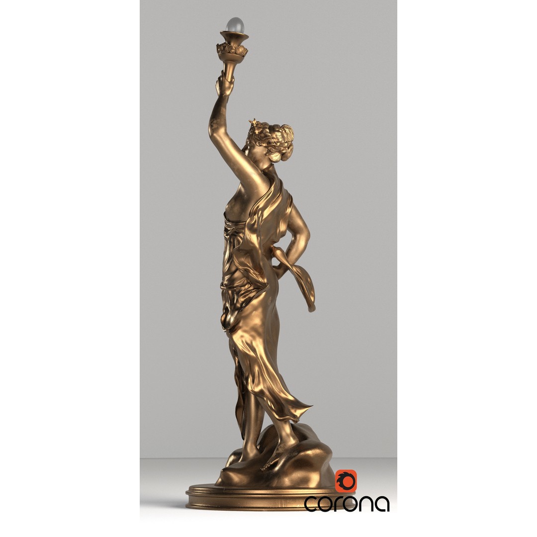 Woman Statue 3D Model – Low Poly Decorative Set with Rounded Table, FBX - View 10