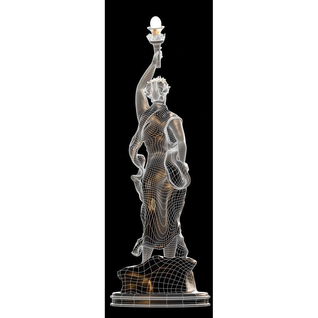Woman Statue 3D Model – Low Poly Decorative Set with Rounded Table, FBX - View 20