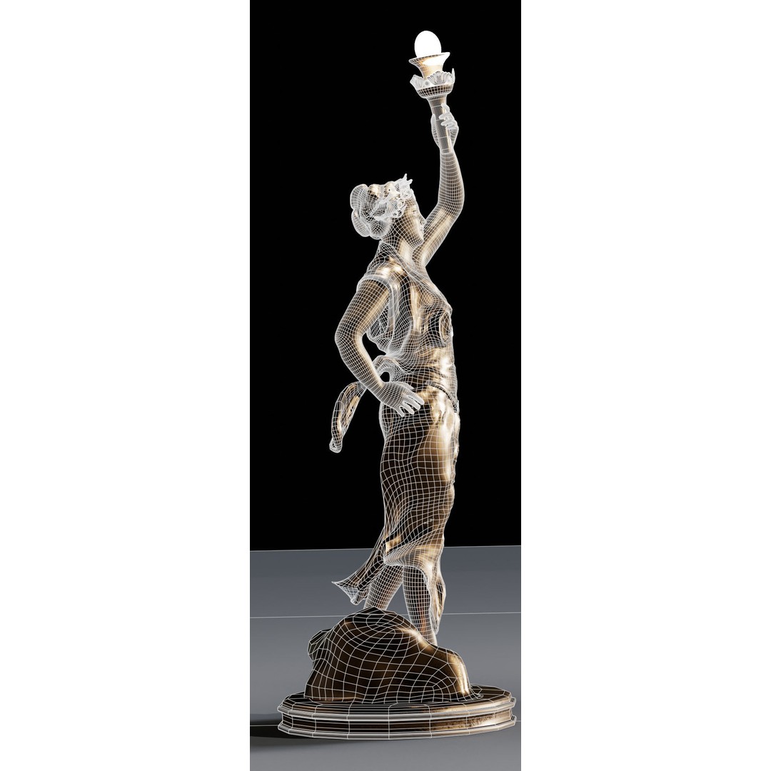 Woman Statue 3D Model – Low Poly Decorative Set with Rounded Table, FBX - View 21