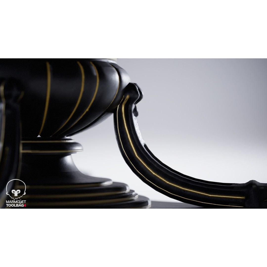 Woman Statue 3D Model – Low Poly Decorative Set with Rounded Table, FBX - View 29