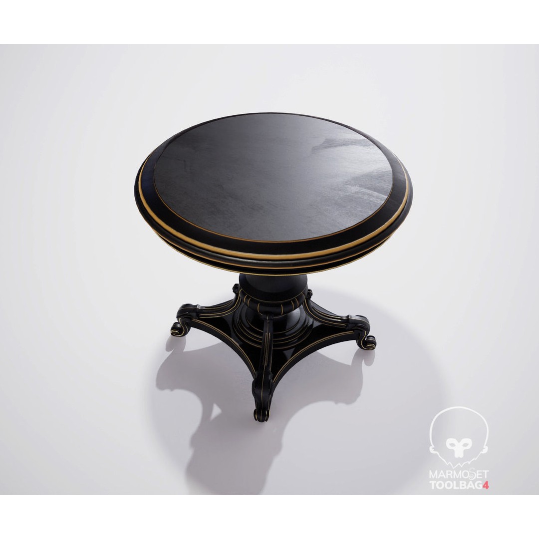 Woman Statue 3D Model – Low Poly Decorative Set with Rounded Table, FBX - View 30