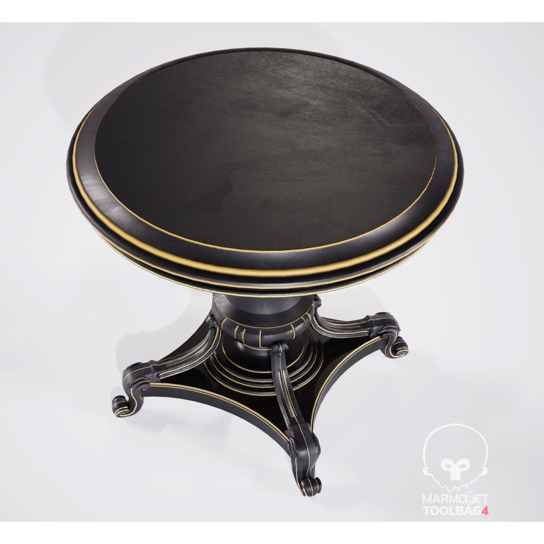Woman Statue 3D Model – Low Poly Decorative Set with Rounded Table, FBX - View 31