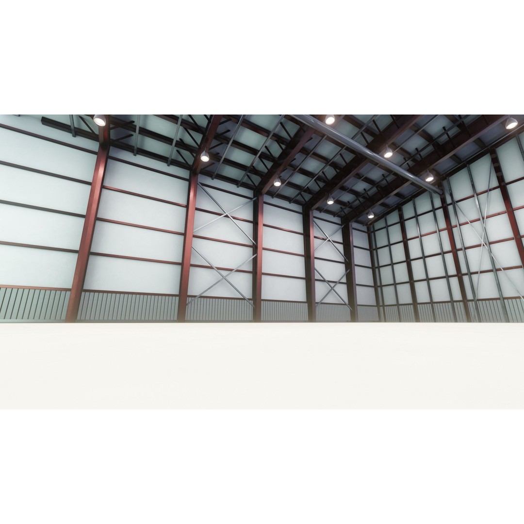 Airplane Hangar Interior 3D Model – Low Poly PBR Asset, FBX, Blender