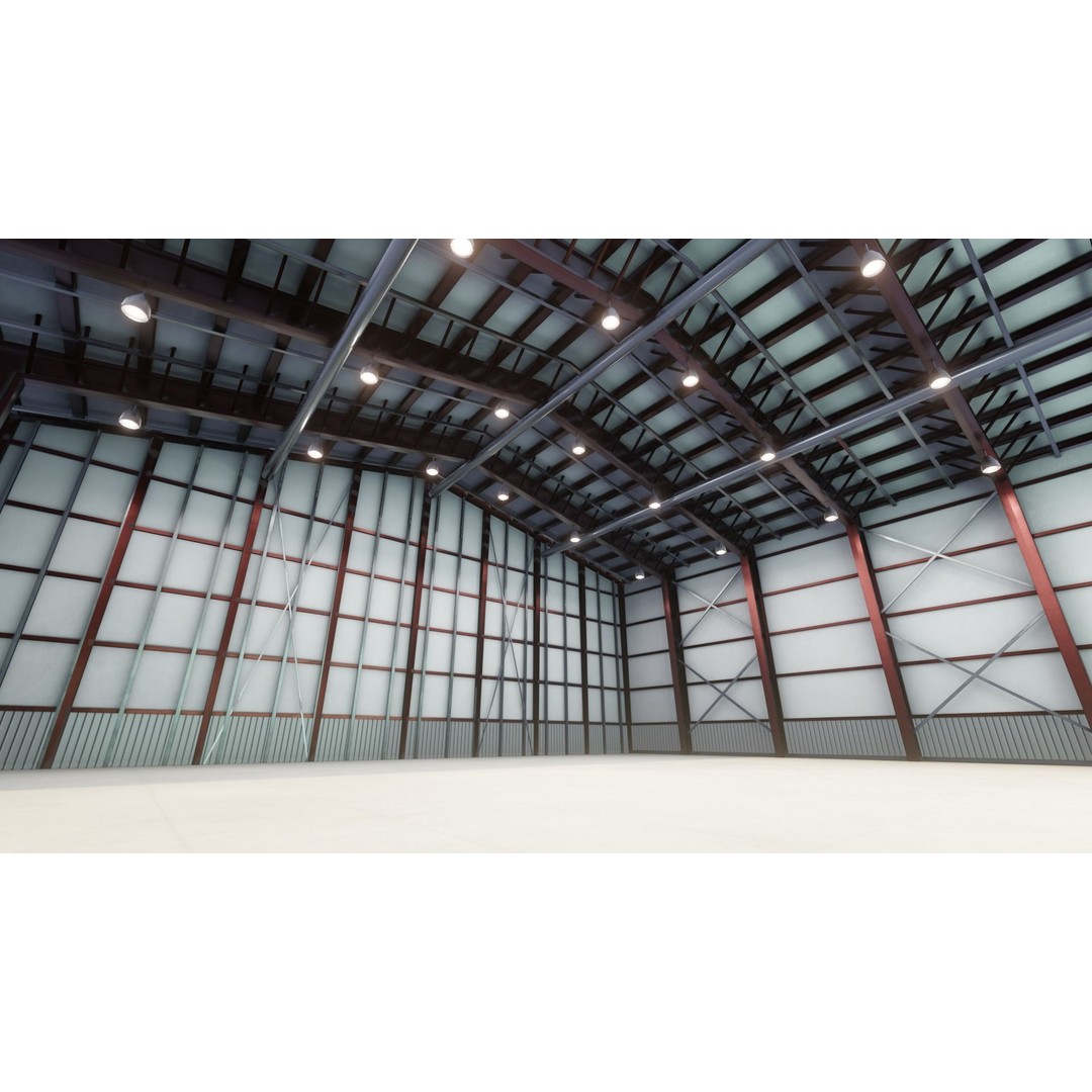Airplane Hangar Interior 3D Model – Low Poly PBR Asset, FBX, Blender - View 10