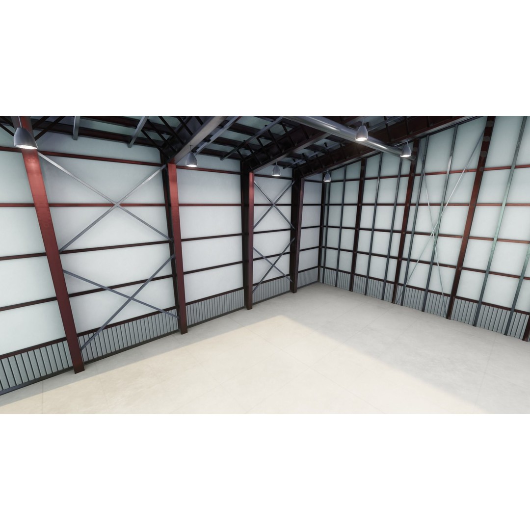 Airplane Hangar Interior 3D Model – Low Poly PBR Asset, FBX, Blender - View 11