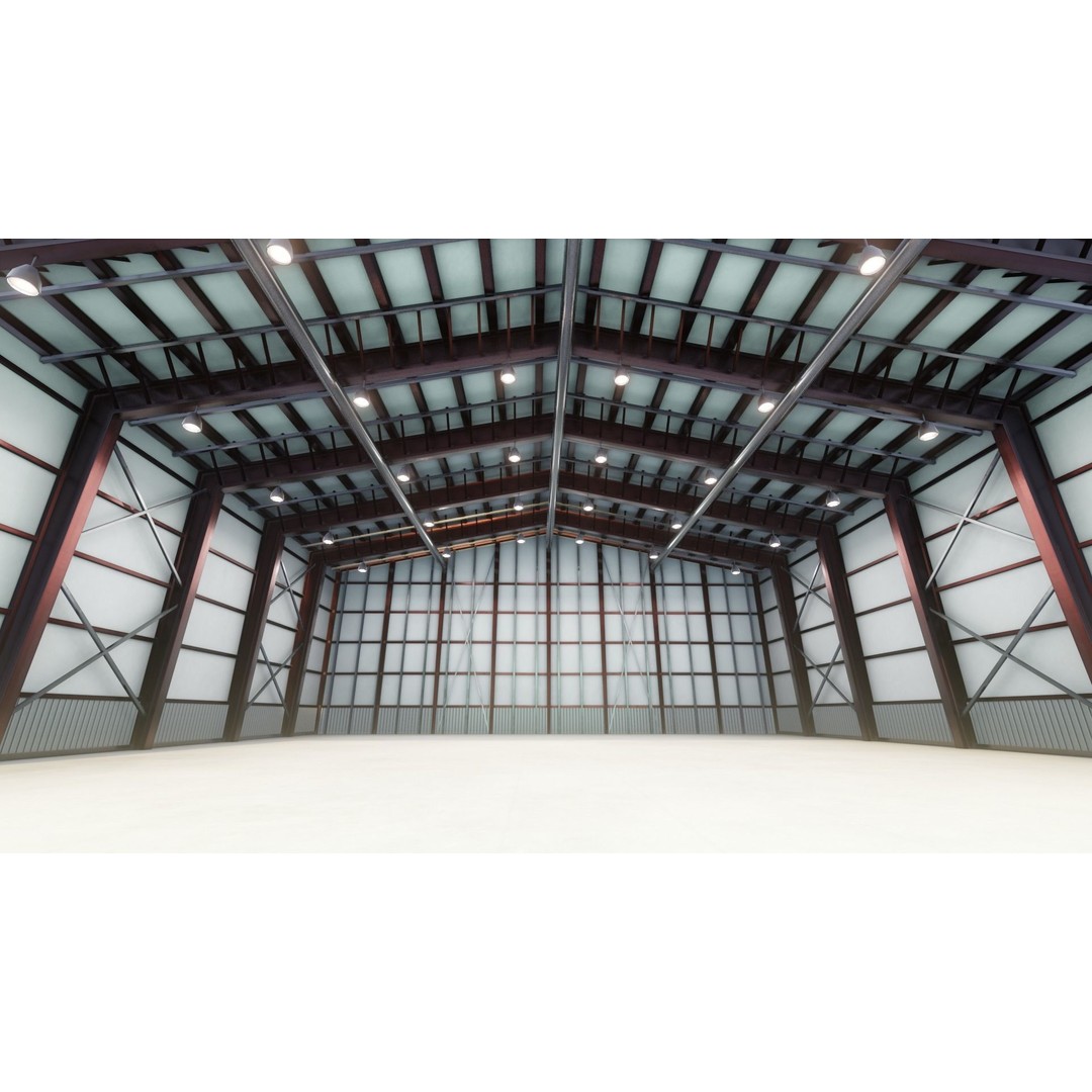Airplane Hangar Interior 3D Model – Low Poly PBR Asset, FBX, Blender - View 12
