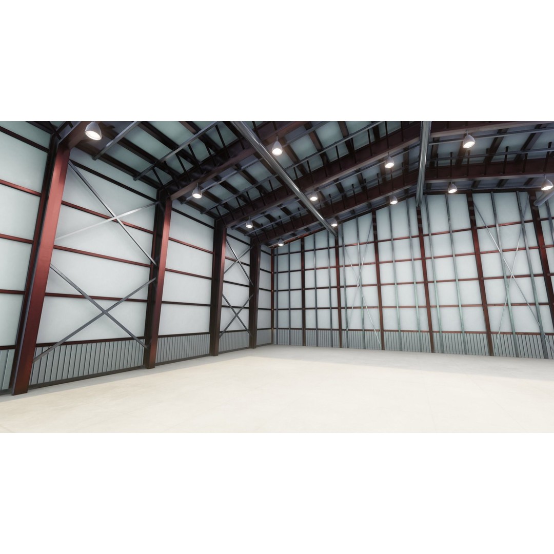 Airplane Hangar Interior 3D Model – Low Poly PBR Asset, FBX, Blender - View 13