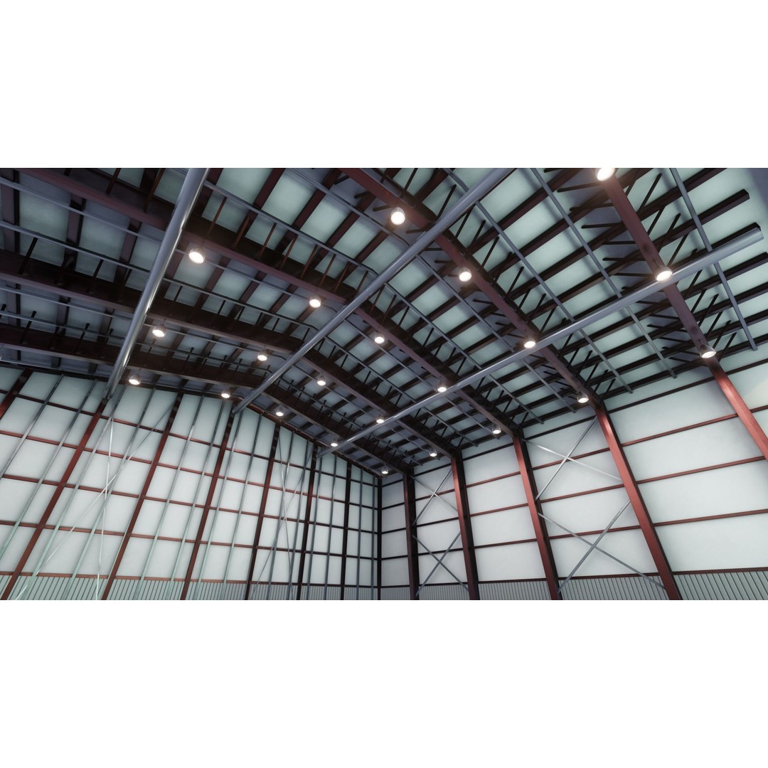 Airplane Hangar Interior 3D Model – Low Poly PBR Asset, FBX, Blender - View 14
