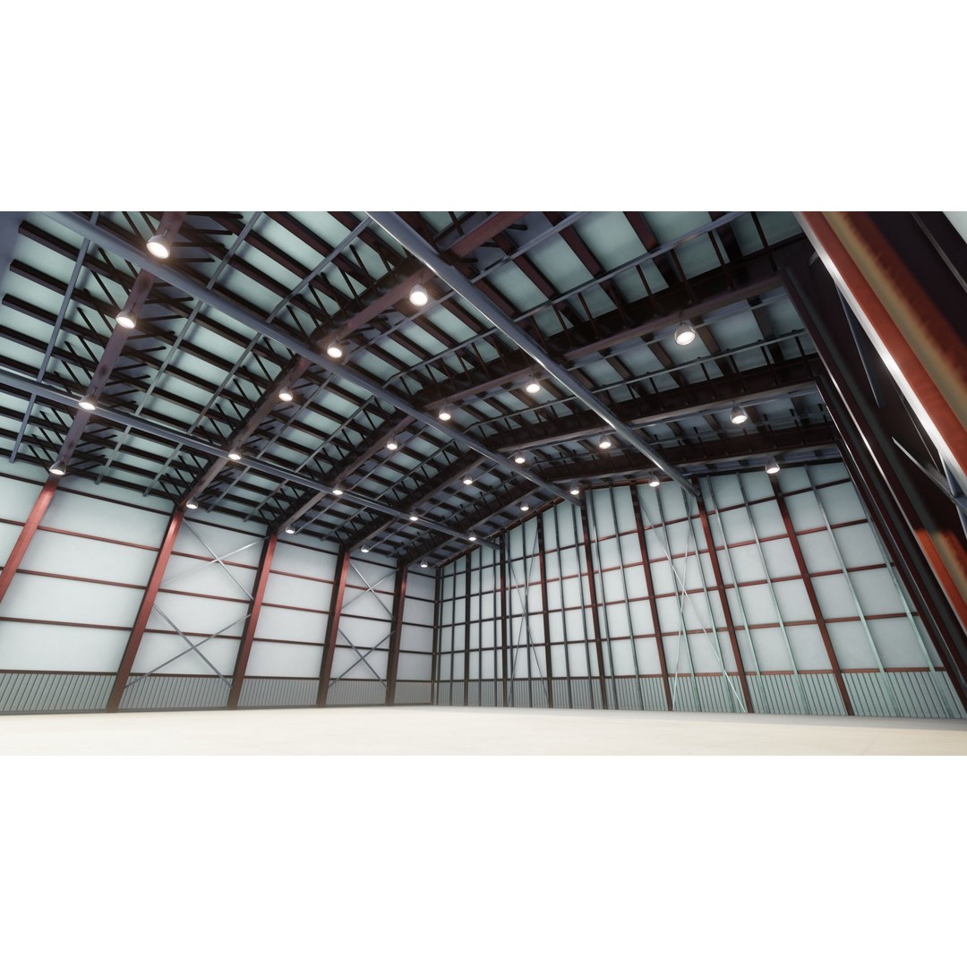 Airplane Hangar Interior 3D Model – Low Poly PBR Asset, FBX, Blender - View 15