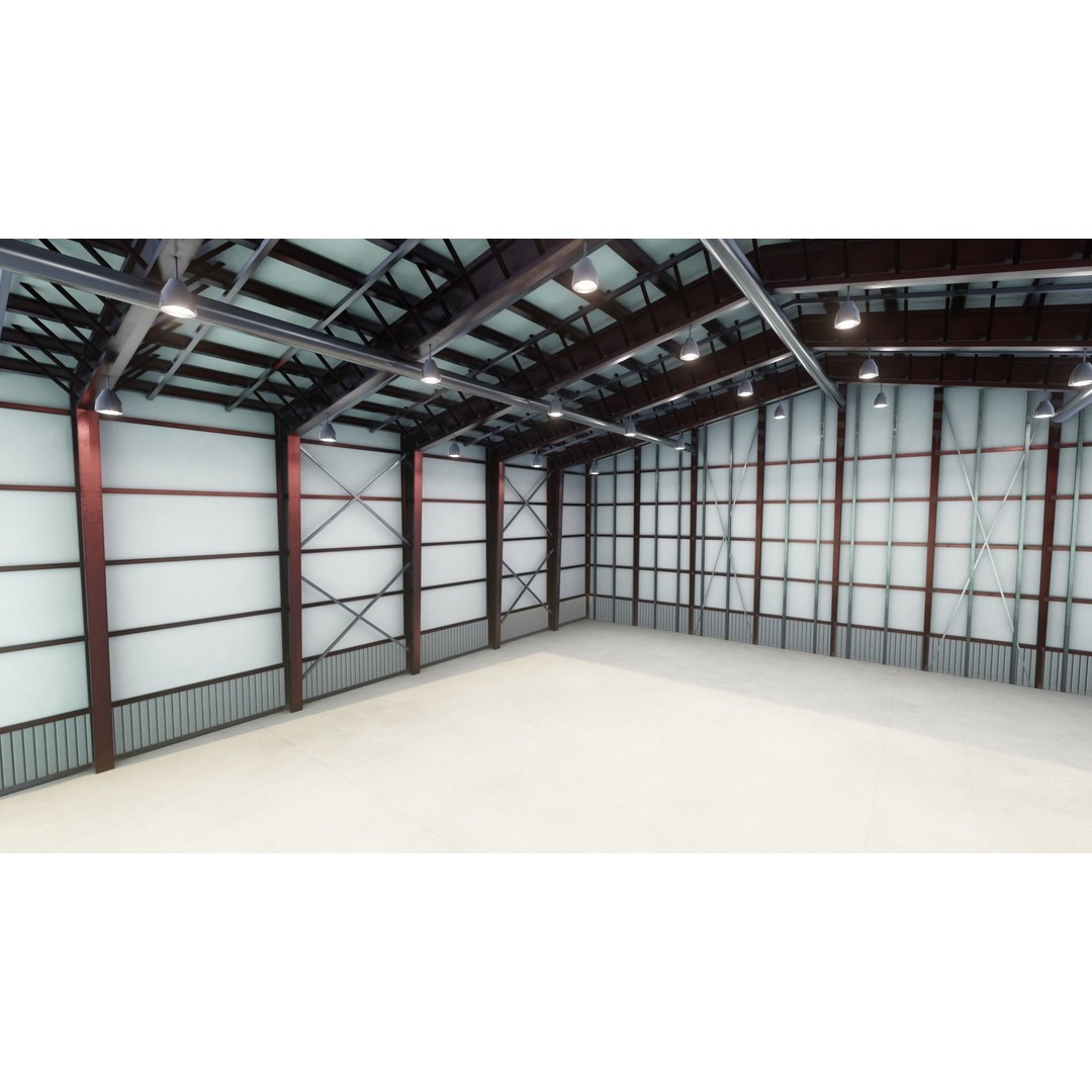 Airplane Hangar Interior 3D Model – Low Poly PBR Asset, FBX, Blender - View 16