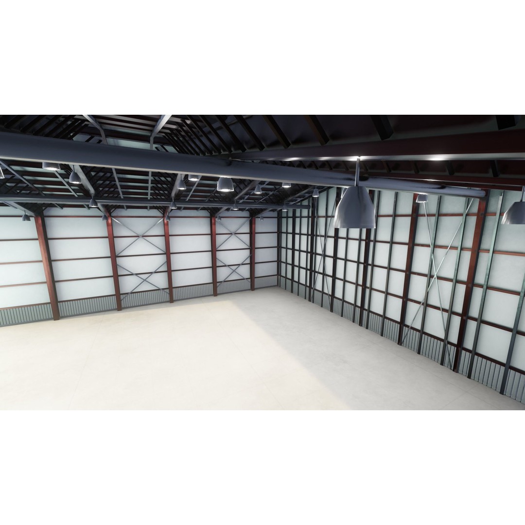 Airplane Hangar Interior 3D Model – Low Poly PBR Asset, FBX, Blender - View 17