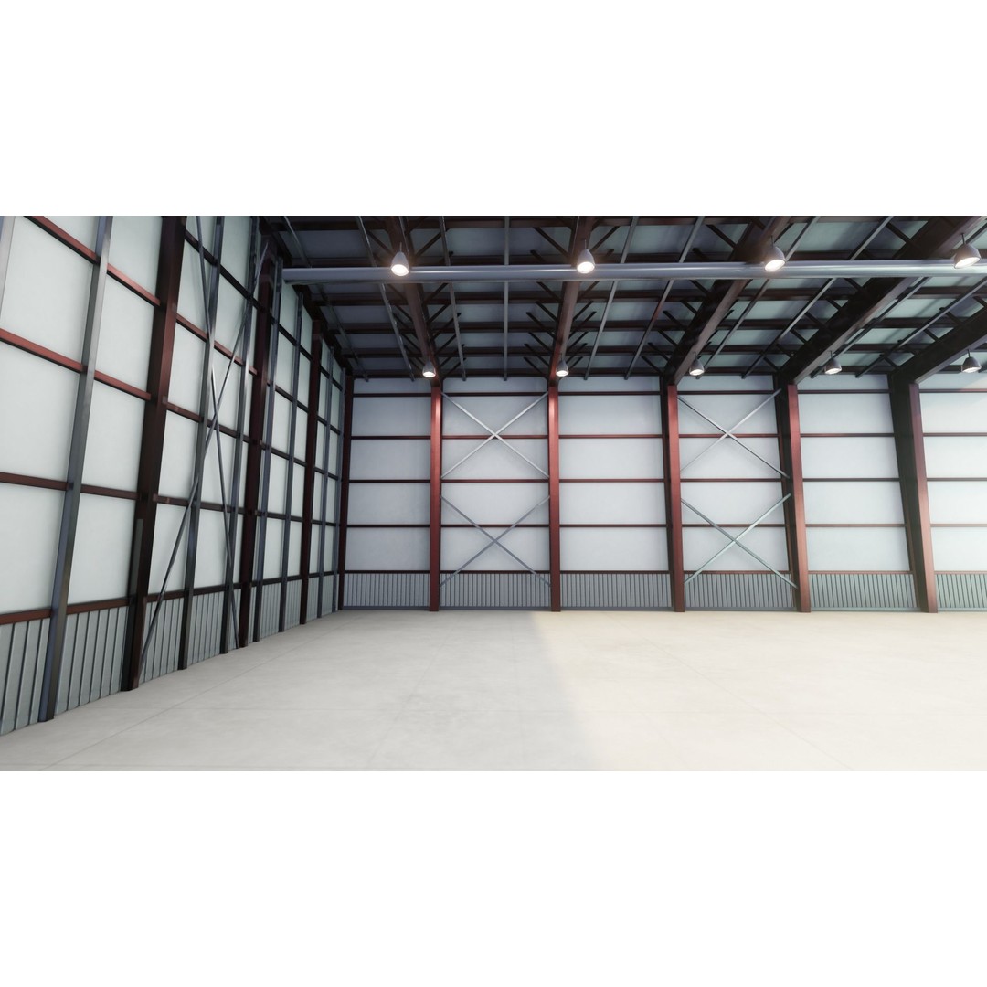 Airplane Hangar Interior 3D Model – Low Poly PBR Asset, FBX, Blender - View 18