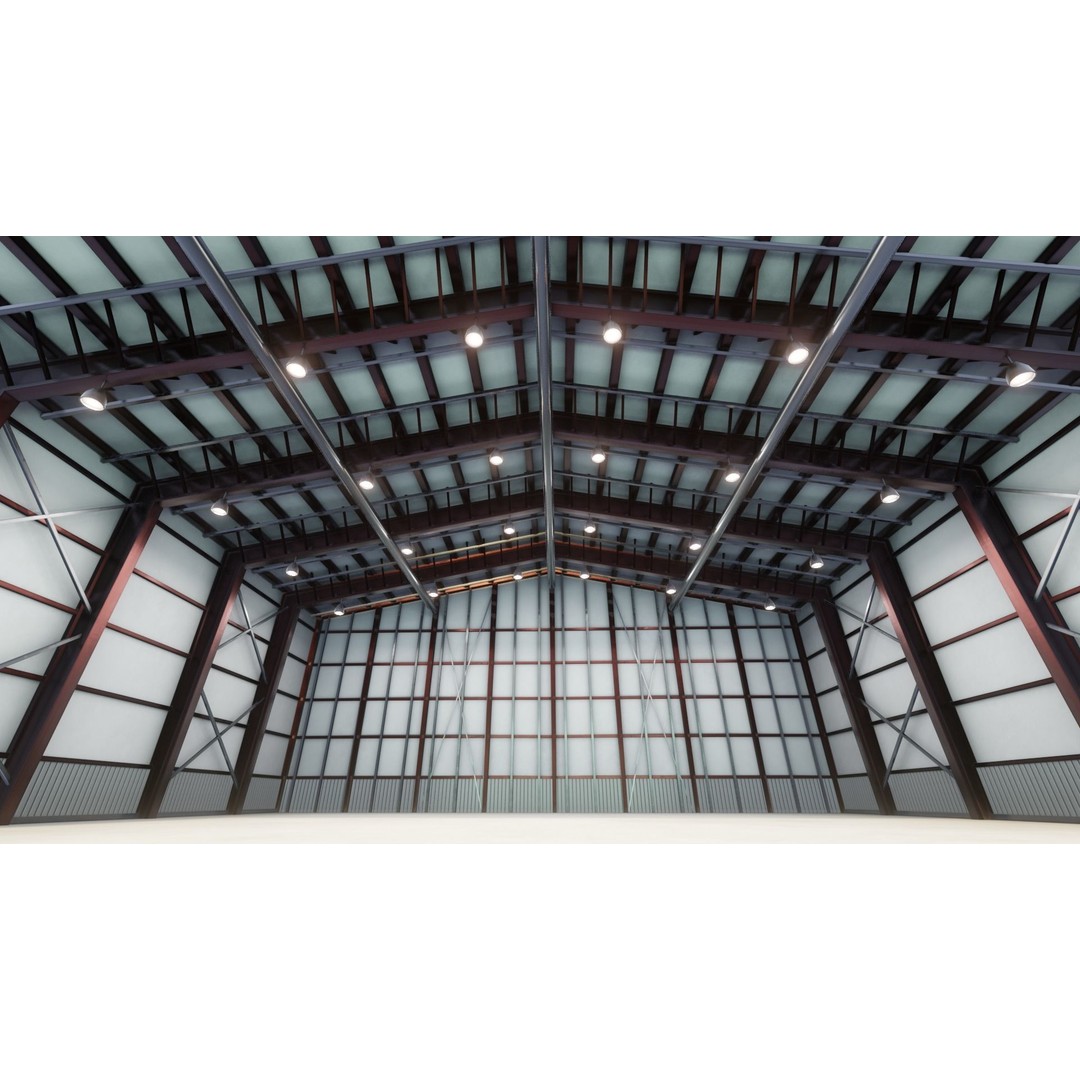 Airplane Hangar Interior 3D Model – Low Poly PBR Asset, FBX, Blender - View 19