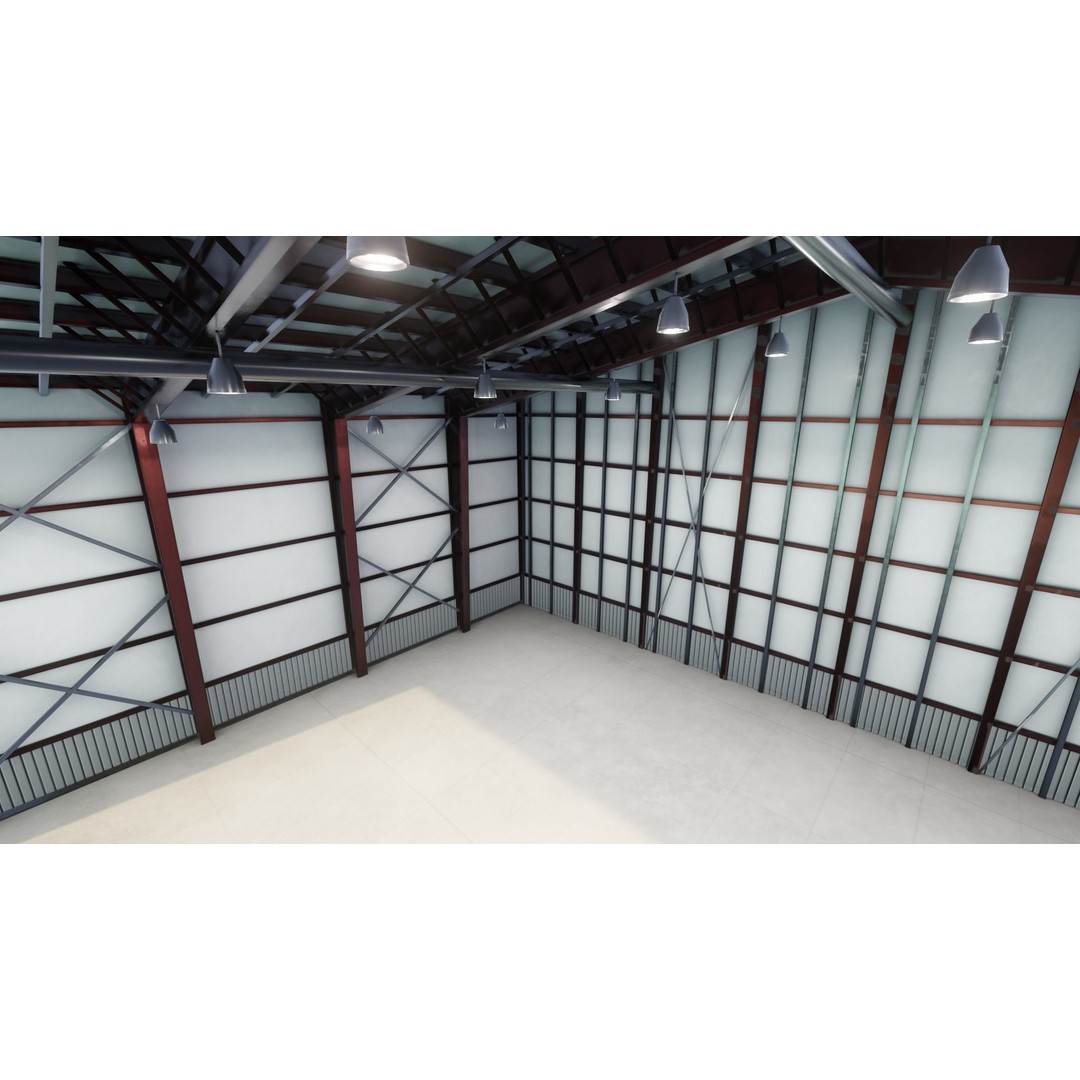 Airplane Hangar Interior 3D Model – Low Poly PBR Asset, FBX, Blender - View 6
