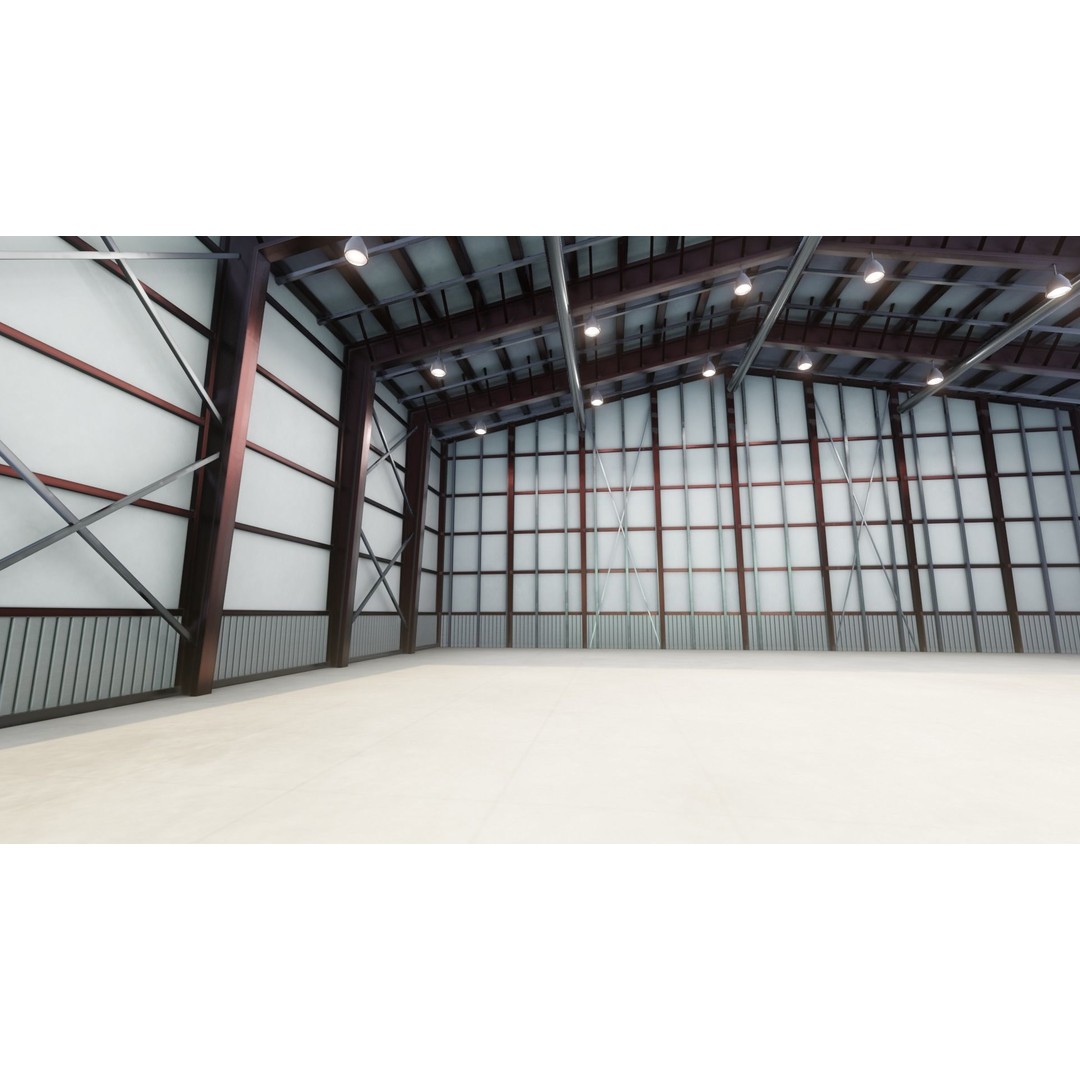 Airplane Hangar Interior 3D Model – Low Poly PBR Asset, FBX, Blender - View 7