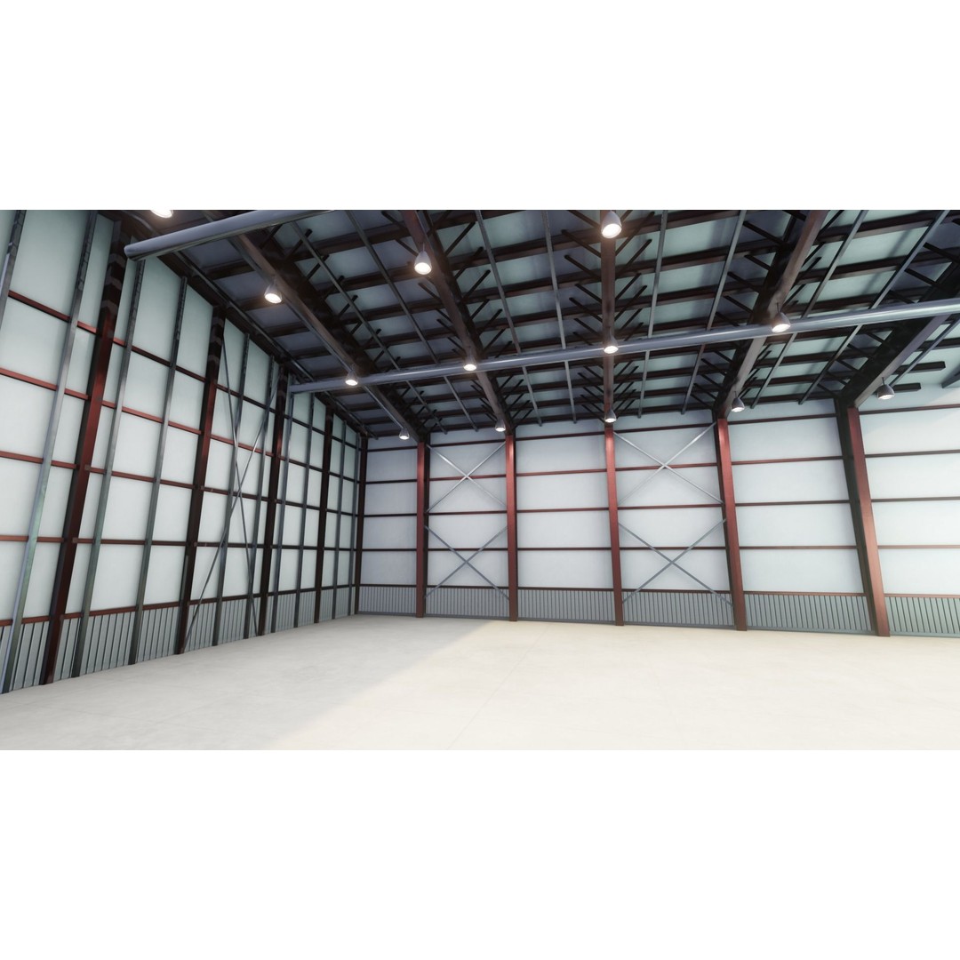 Airplane Hangar Interior 3D Model – Low Poly PBR Asset, FBX, Blender - View 8