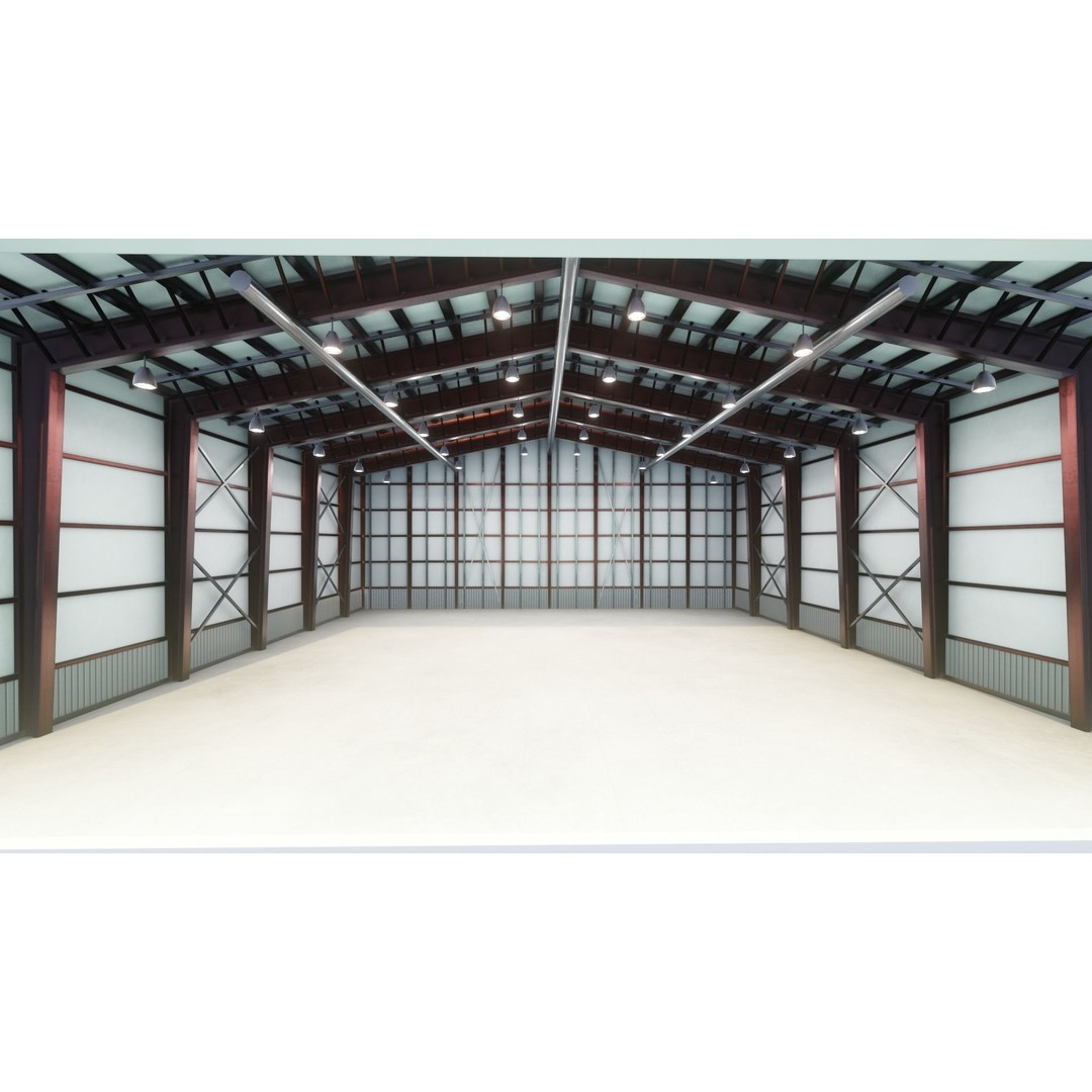 Airplane Hangar Interior 3D Model – Low Poly PBR Asset, FBX, Blender - View 9
