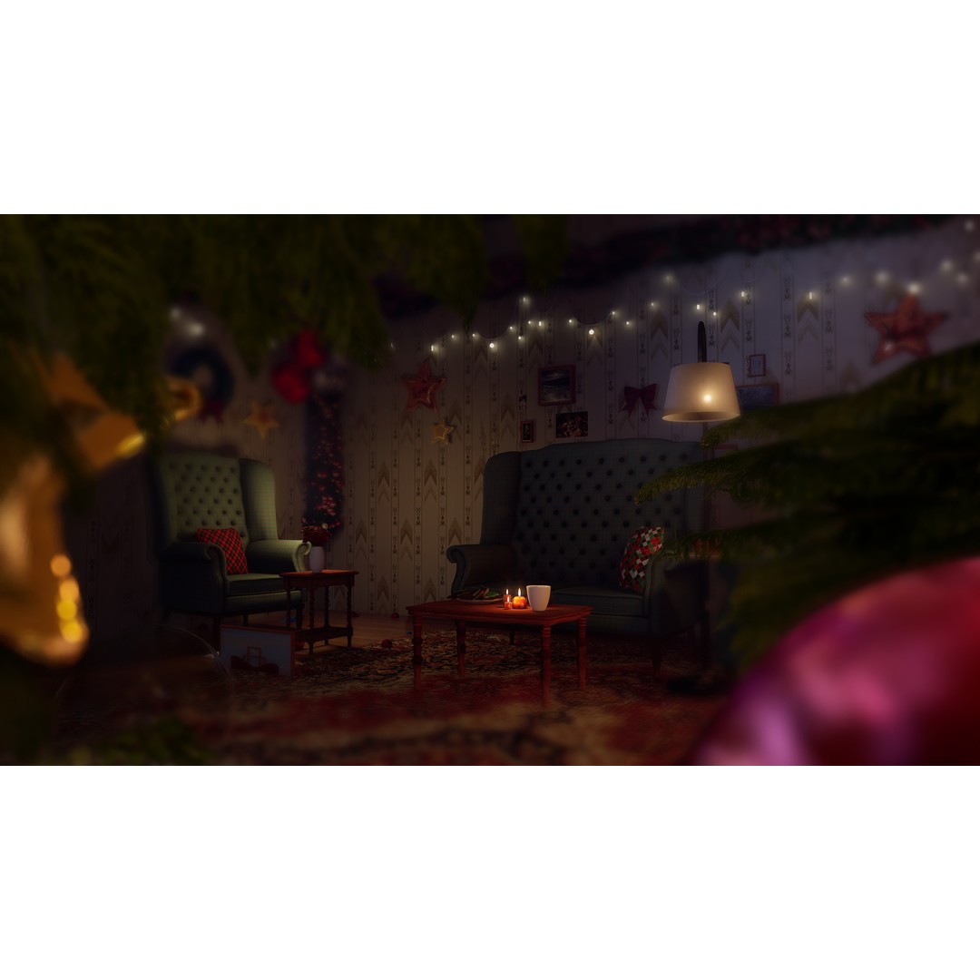Christmas Living Room 3D Model – Festive Interior Asset Pack, FBX - View 5