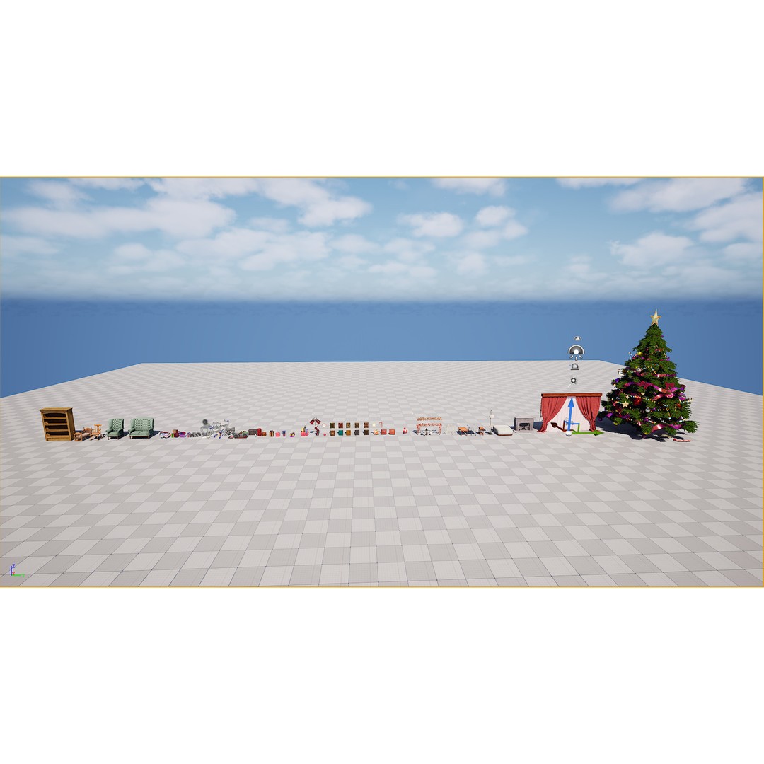 Christmas Living Room 3D Model – Festive Interior Asset Pack, FBX - View 8