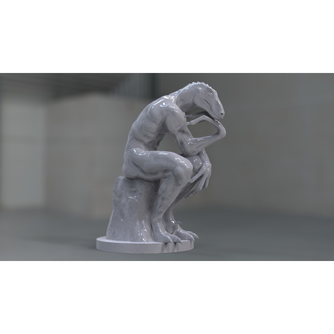 Thinker Reptile 3D Model – Unique Hybrid Sculpture for Art Projects