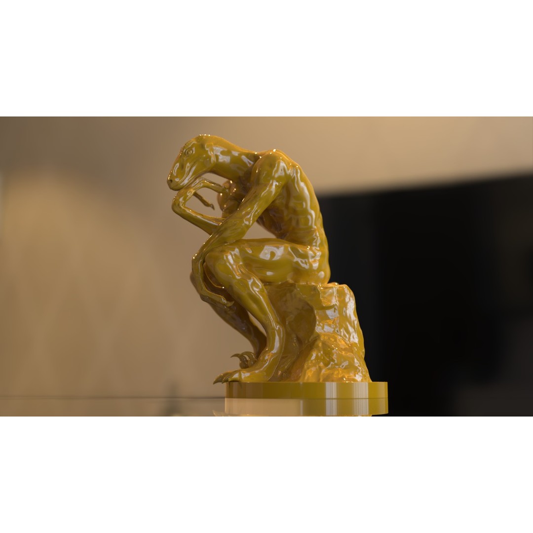 Thinker Reptile 3D Model – Unique Hybrid Sculpture for Art Projects - View 10