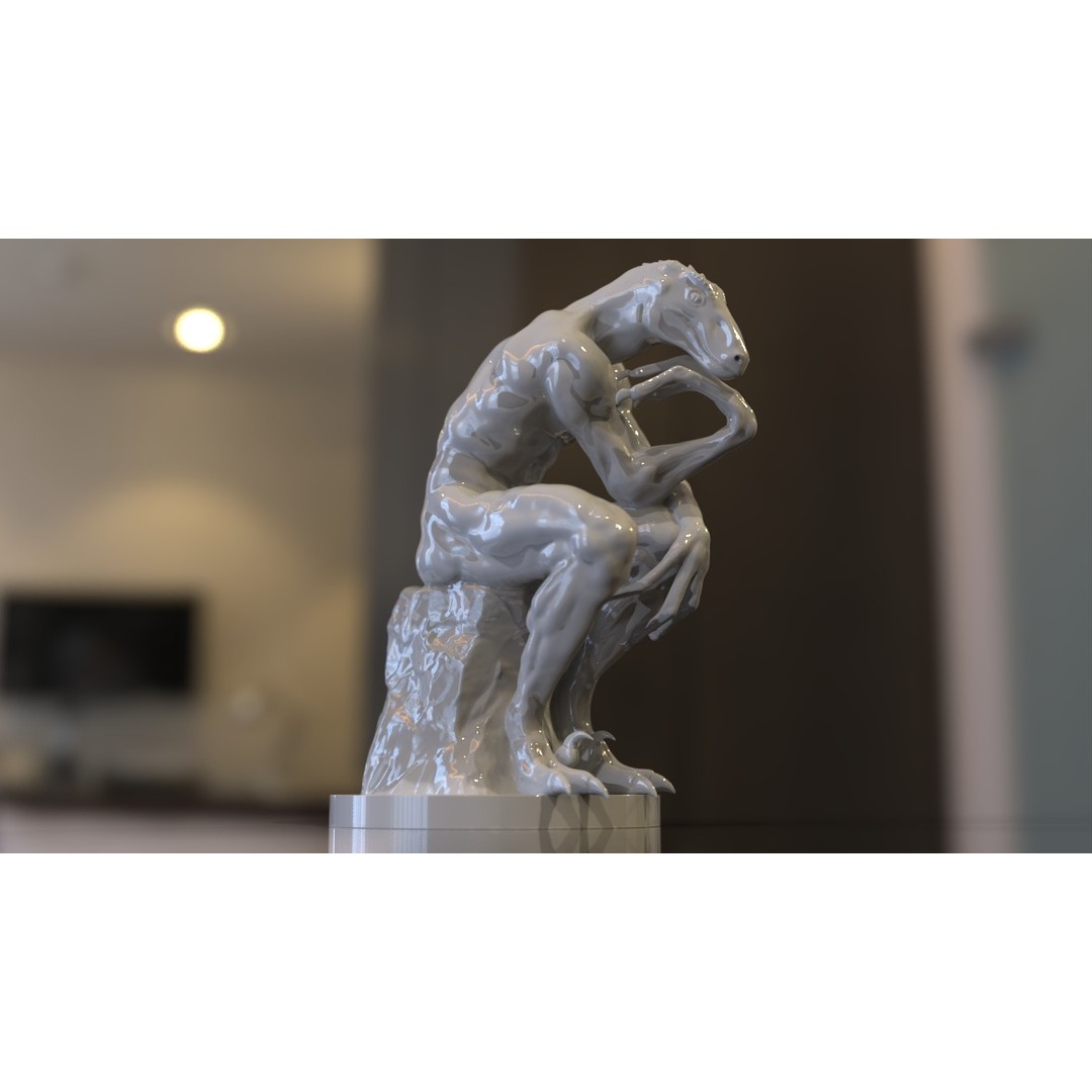 Thinker Reptile 3D Model – Unique Hybrid Sculpture for Art Projects - View 11