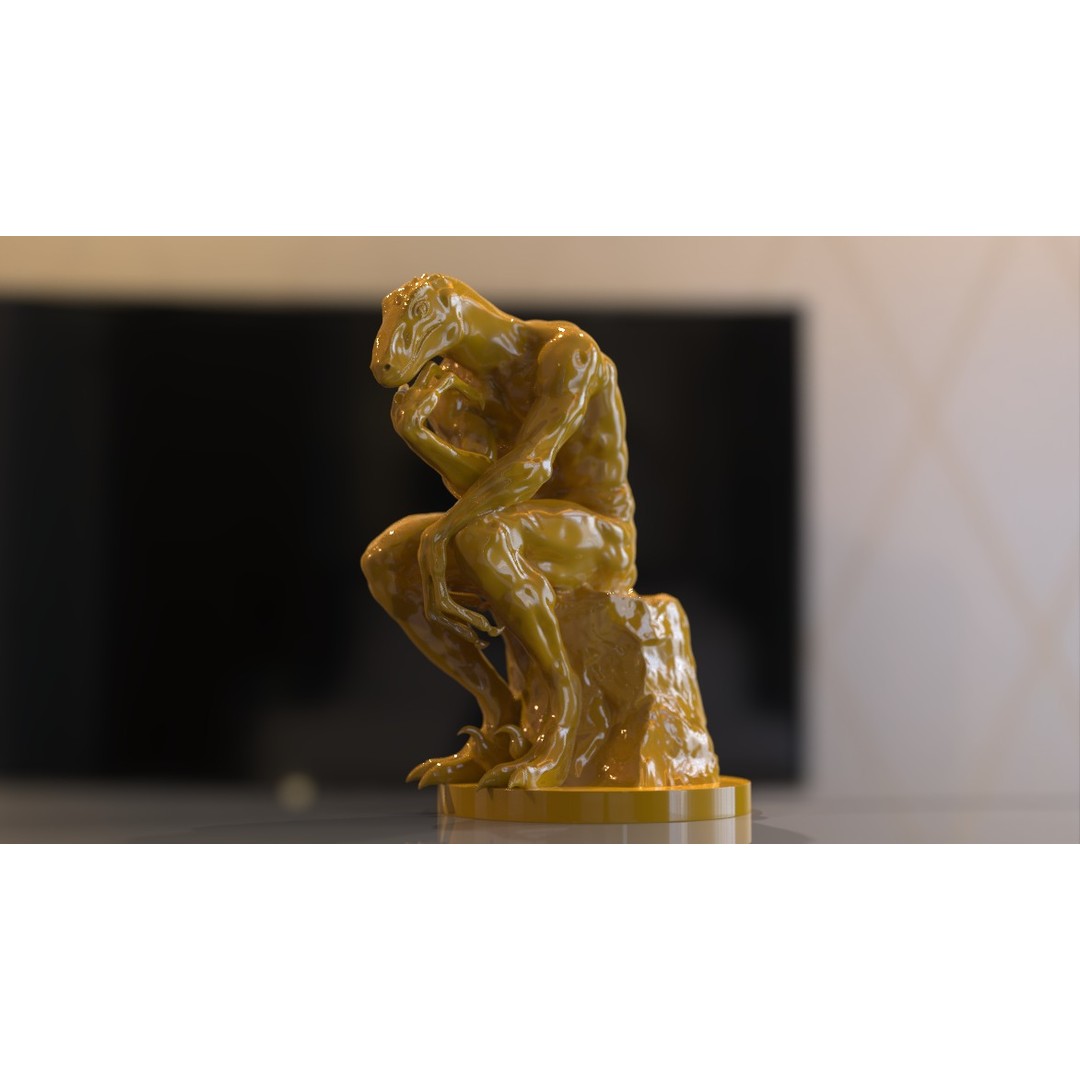 Thinker Reptile 3D Model – Unique Hybrid Sculpture for Art Projects - View 12