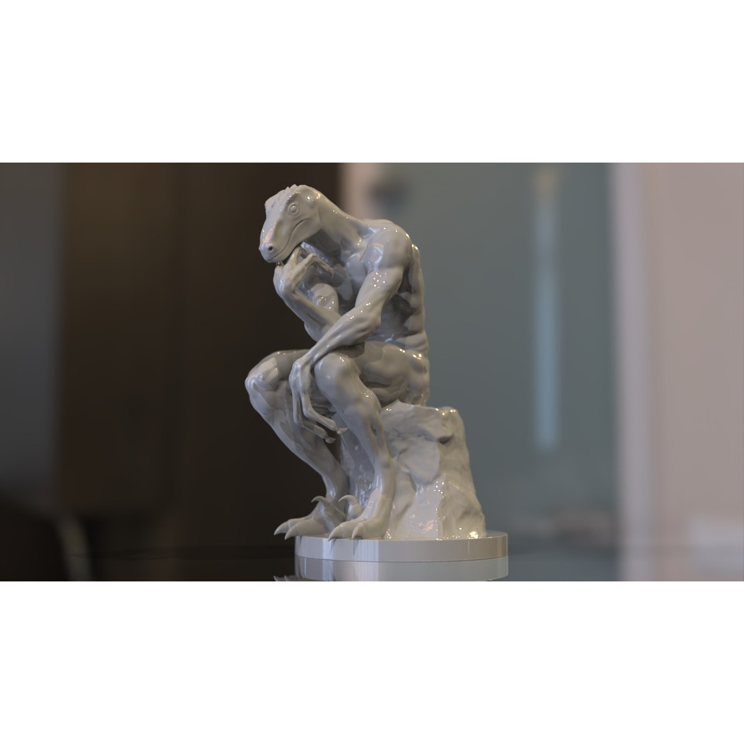 Thinker Reptile 3D Model – Unique Hybrid Sculpture for Art Projects - View 13