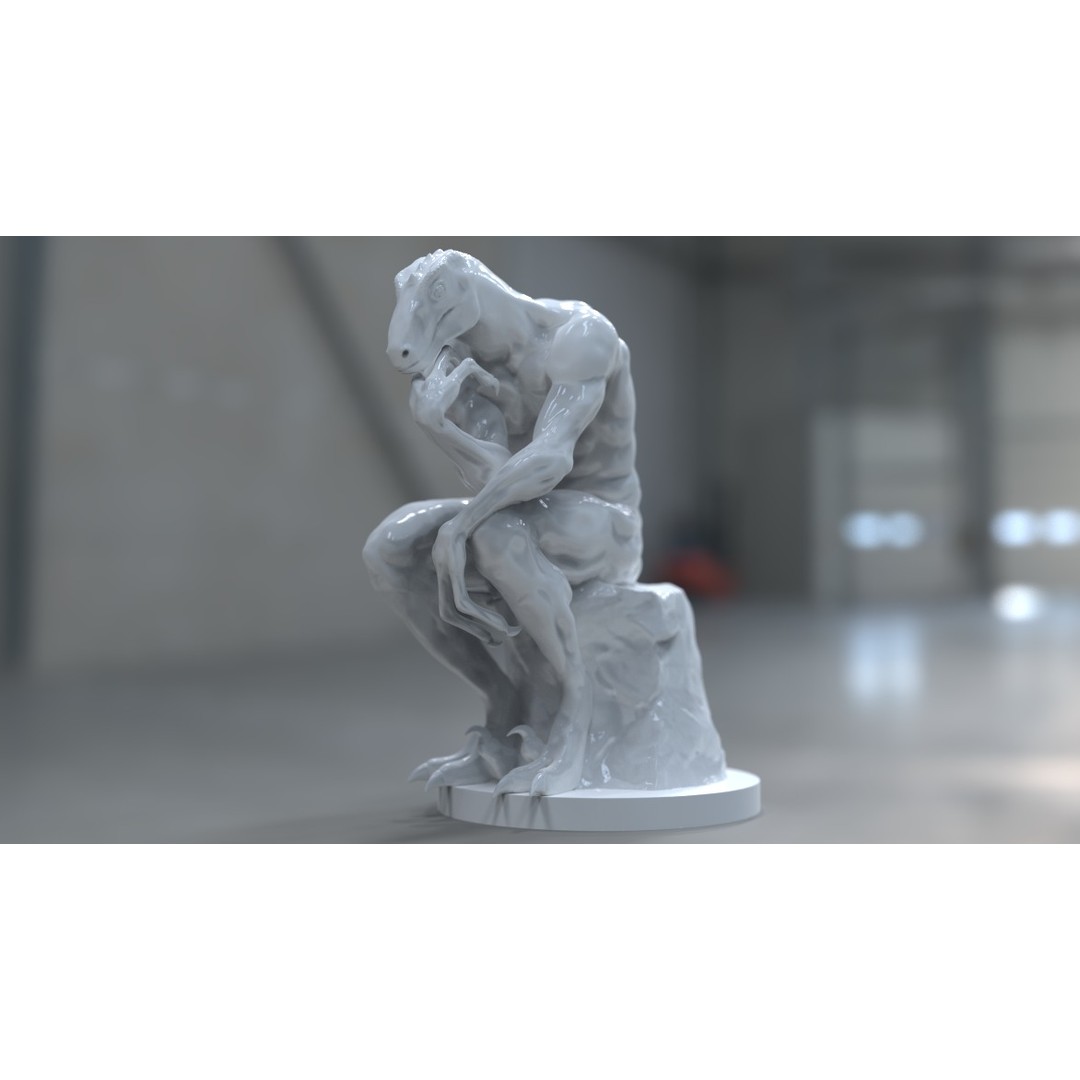 Thinker Reptile 3D Model – Unique Hybrid Sculpture for Art Projects - View 14