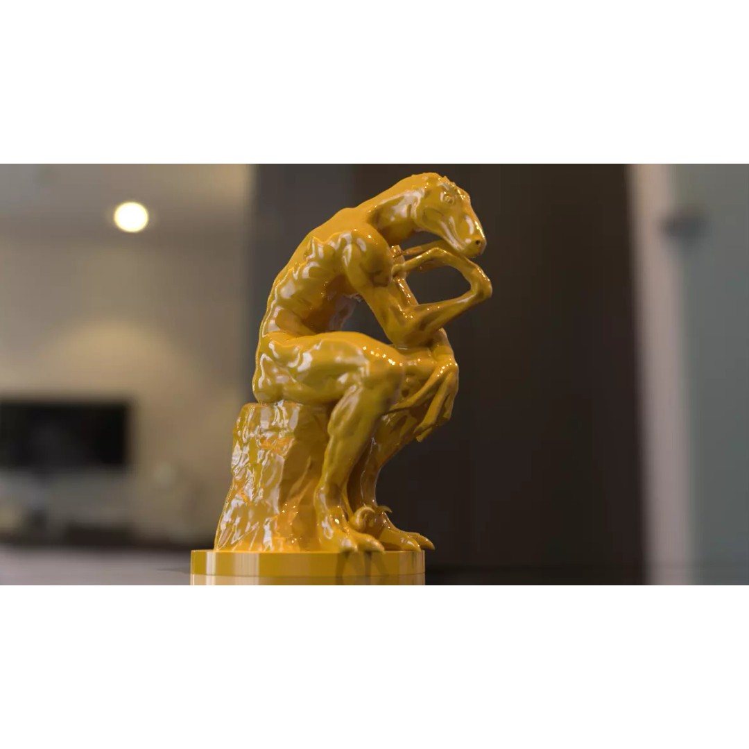 Thinker Reptile 3D Model – Unique Hybrid Sculpture for Art Projects - View 2