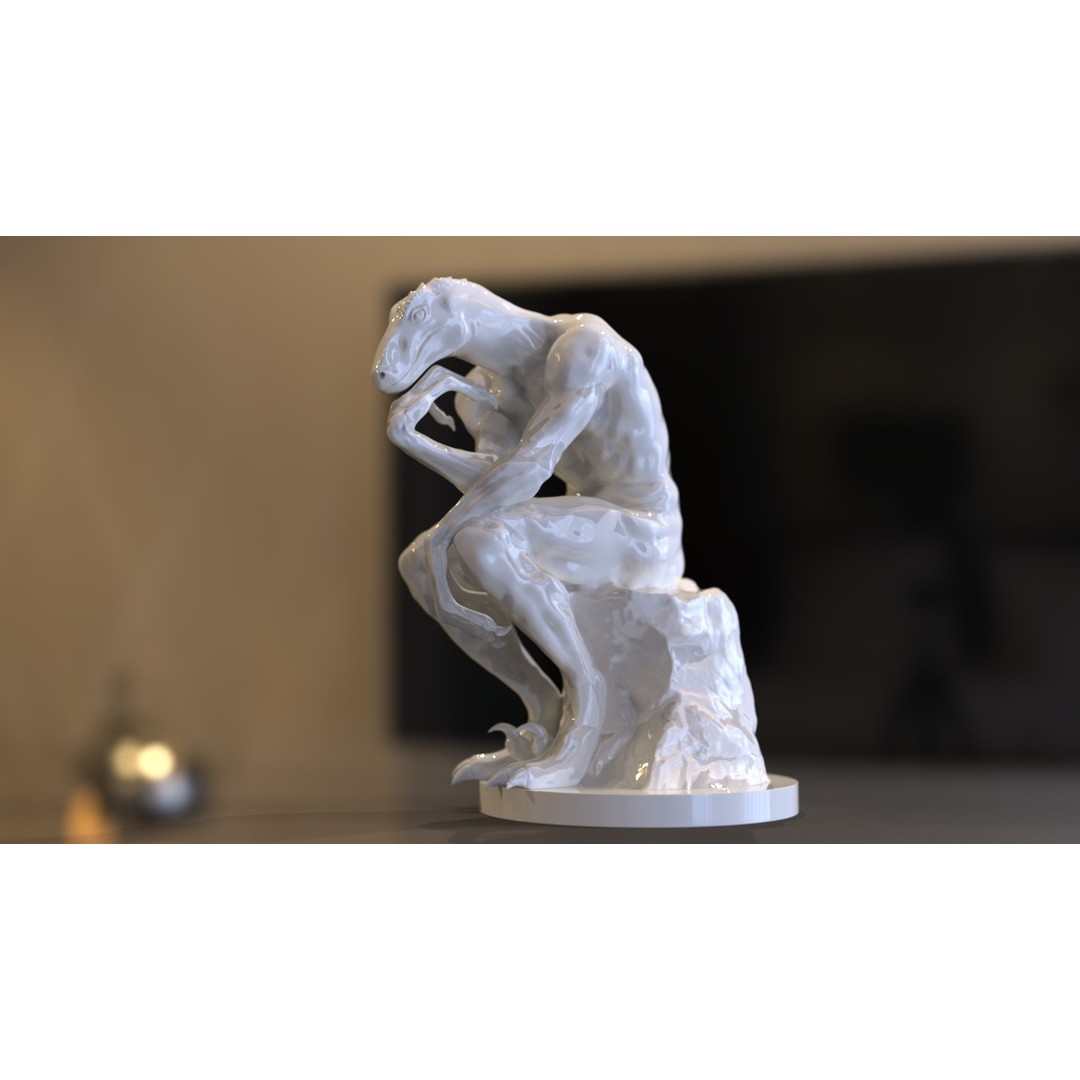 Thinker Reptile 3D Model – Unique Hybrid Sculpture for Art Projects - View 3