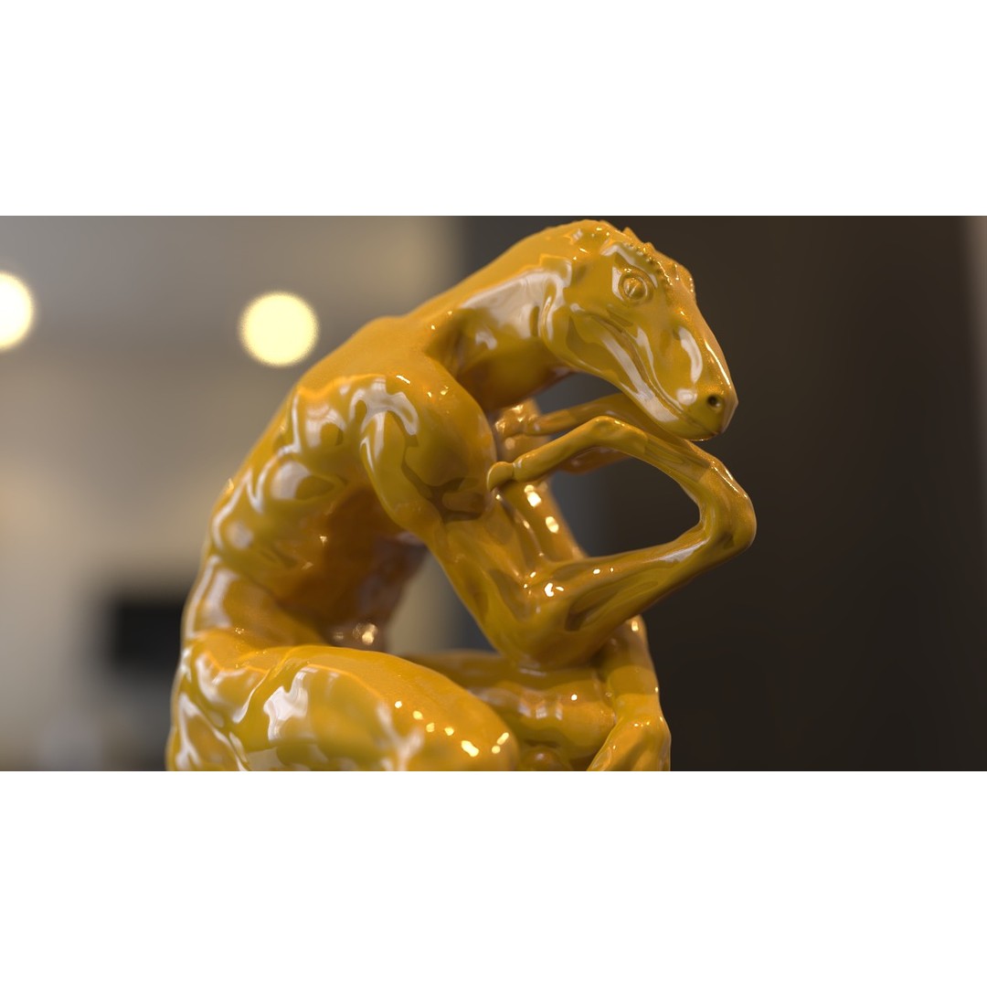 Thinker Reptile 3D Model – Unique Hybrid Sculpture for Art Projects - View 5