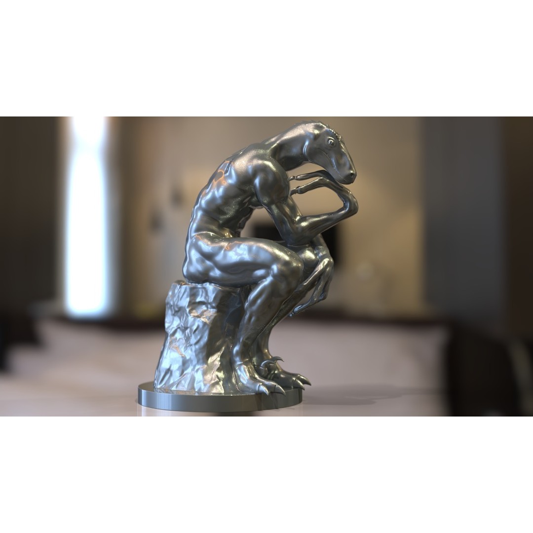 Thinker Reptile 3D Model – Unique Hybrid Sculpture for Art Projects - View 6