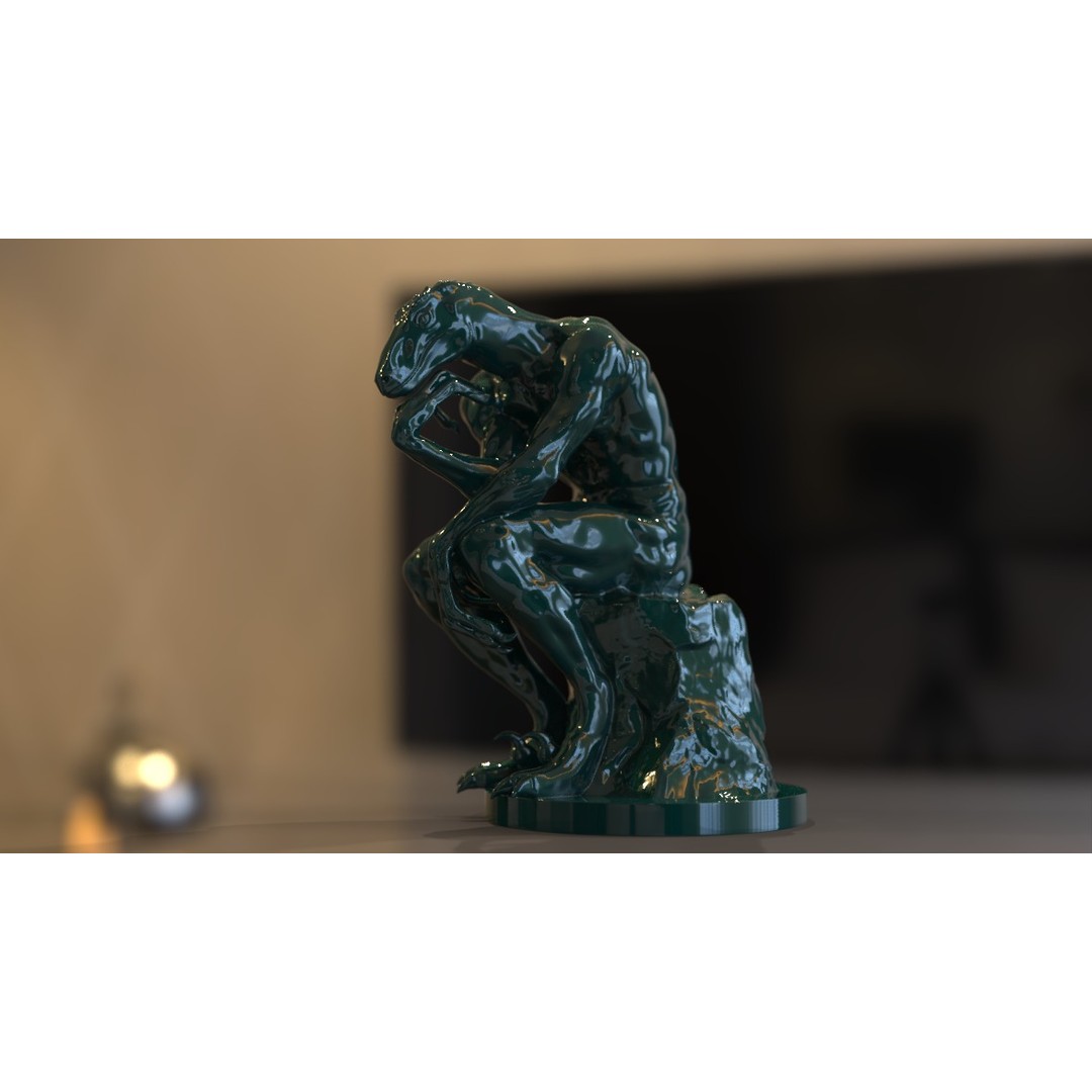 Thinker Reptile 3D Model – Unique Hybrid Sculpture for Art Projects - View 8
