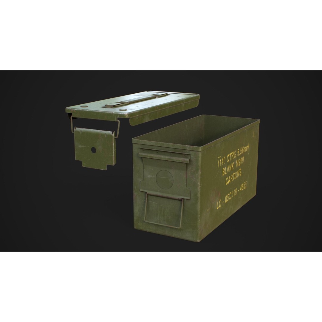 Ammo Box 3D Model – Low Poly Military Storage Asset, FBX, Blender - View 11