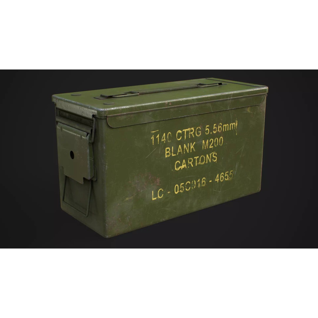 Ammo Box 3D Model – Low Poly Military Storage Asset, FBX, Blender - View 2