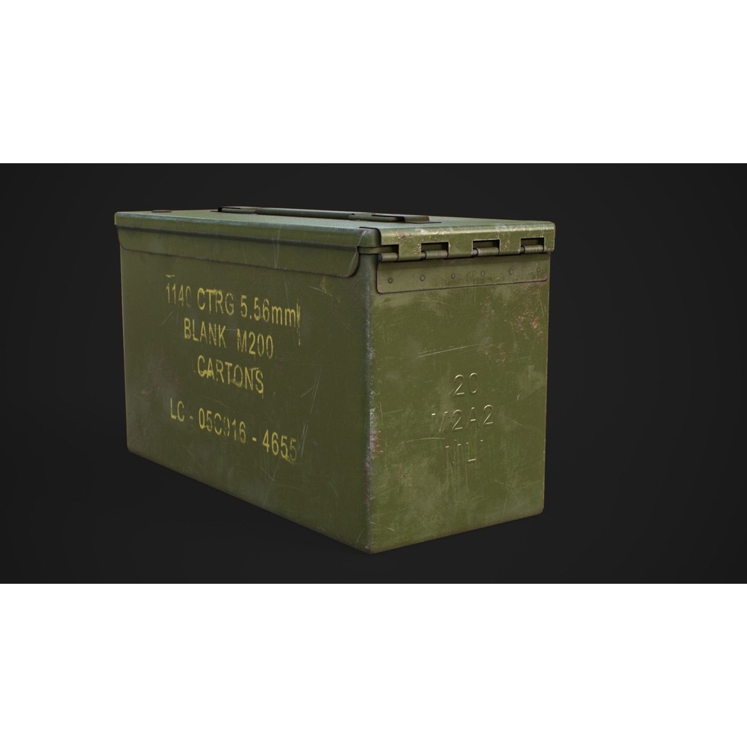 Ammo Box 3D Model – Low Poly Military Storage Asset, FBX, Blender - View 6