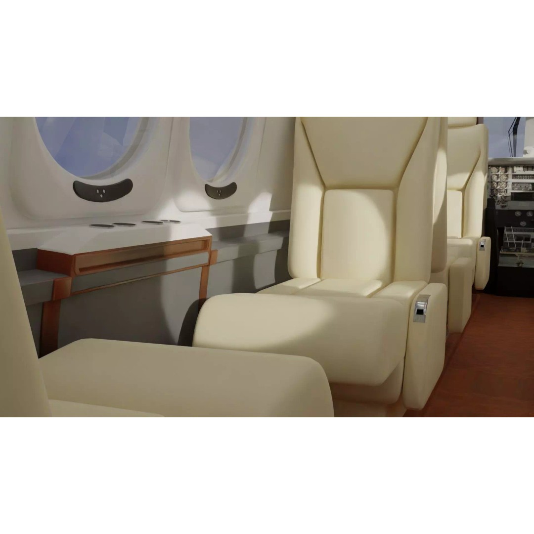 Detailed Aircraft Interior 3D Model – Private Jet Design, Blender - View 2
