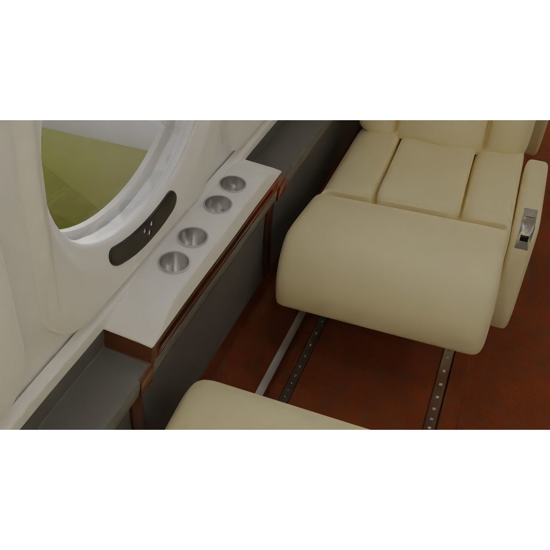 Detailed Aircraft Interior 3D Model – Private Jet Design, Blender - View 25