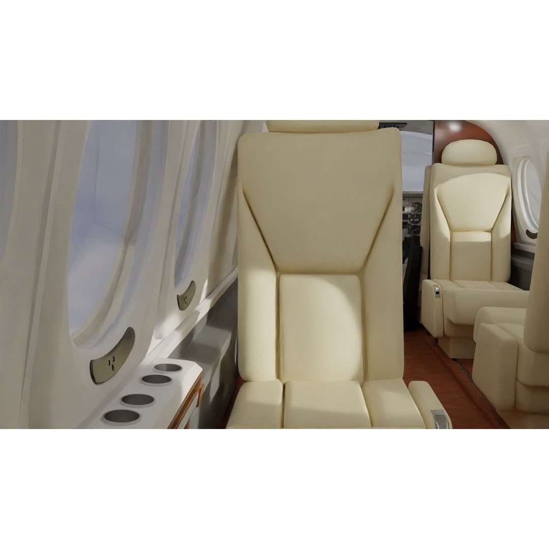 Detailed Aircraft Interior 3D Model – Private Jet Design, Blender - View 3