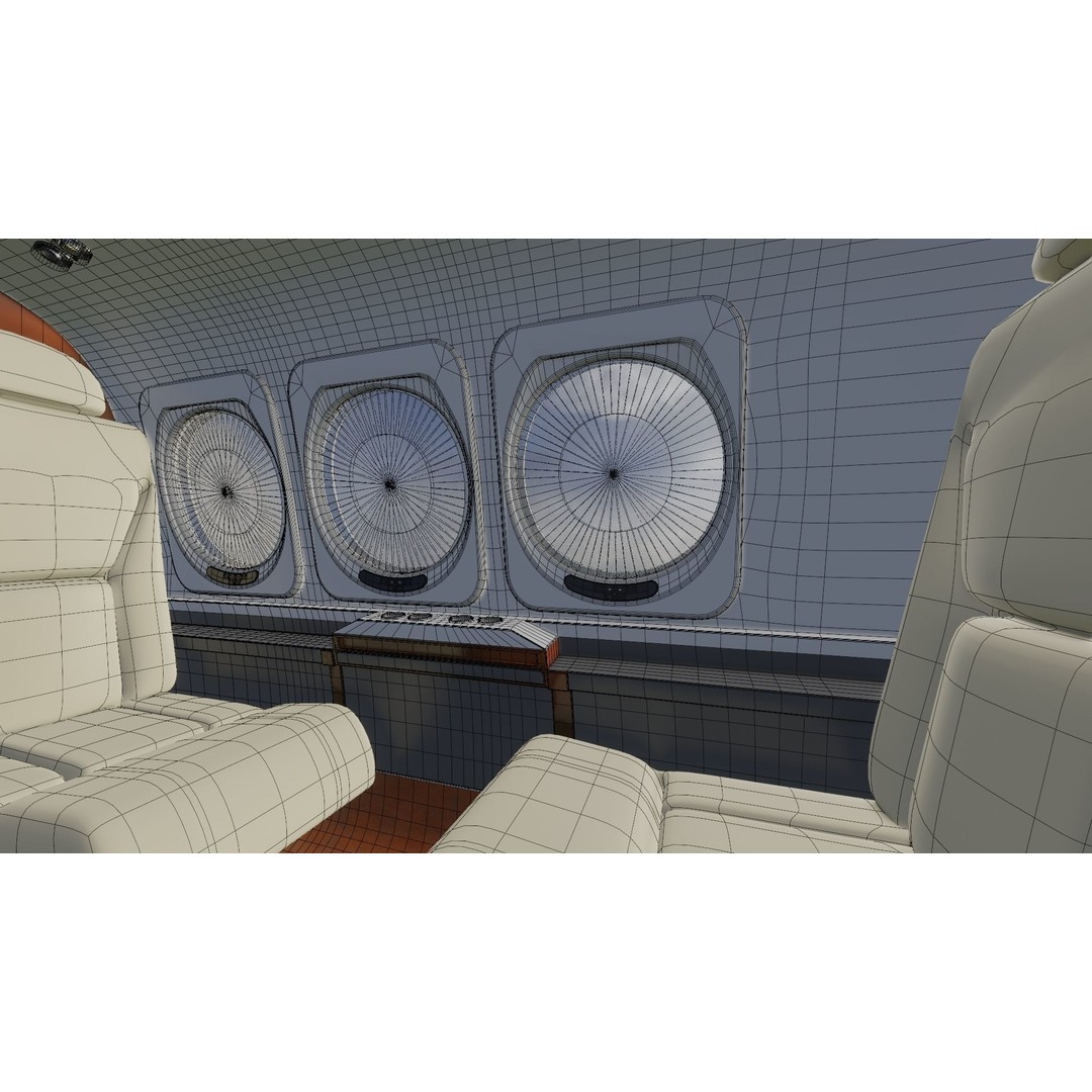 Detailed Aircraft Interior 3D Model – Private Jet Design, Blender - View 31