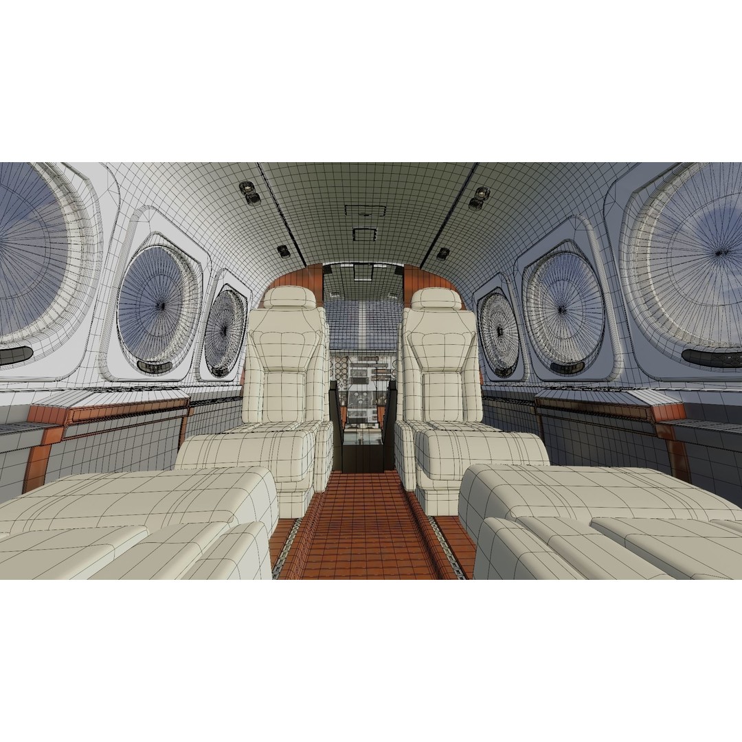 Detailed Aircraft Interior 3D Model – Private Jet Design, Blender - View 33